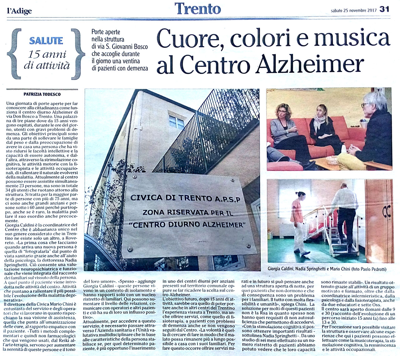 Cuore, colore e musica al Centro Alzheimer